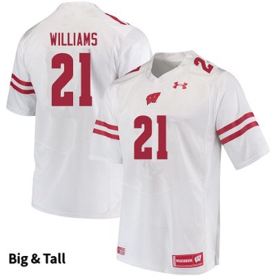 Men's Wisconsin Badgers NCAA #21 Caesar Williams White Authentic Under Armour Big & Tall Stitched College Football Jersey PD31X51WI
